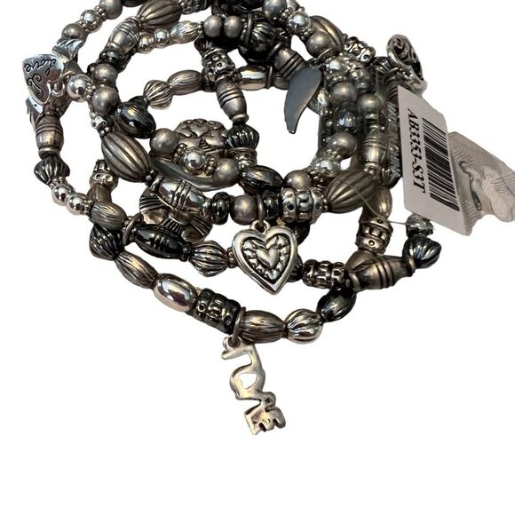 New Icon Collection Love Stretch Bracelets Silver Beads Hearts - Picture 6 of 9